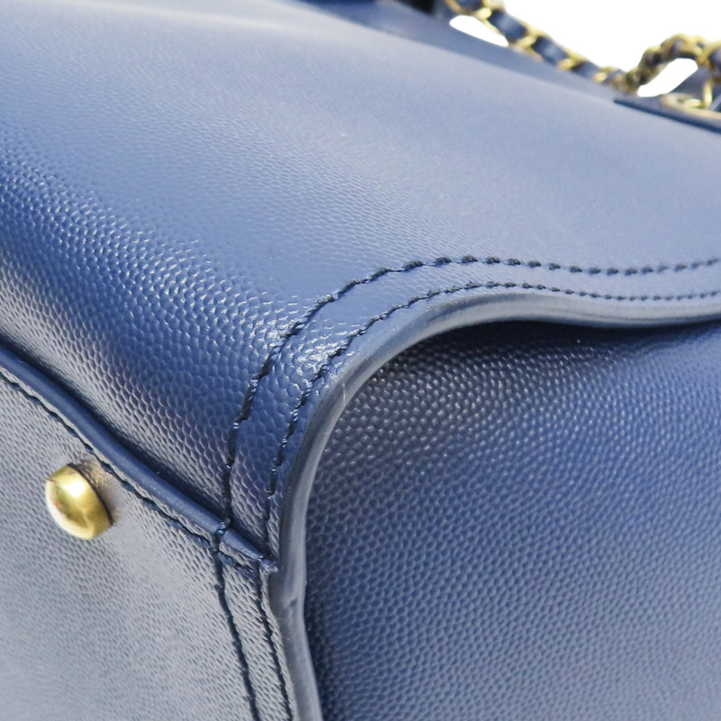 藍色 牛皮 Deauville 鉚釘 兩用包 金釦 無卡【CHANEL 香奈兒】 A57069-13