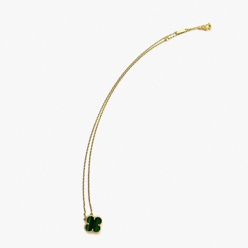 VCA 綠孔雀石四葉草項鍊 鏈長42cm 99新配件盒子保卡-4