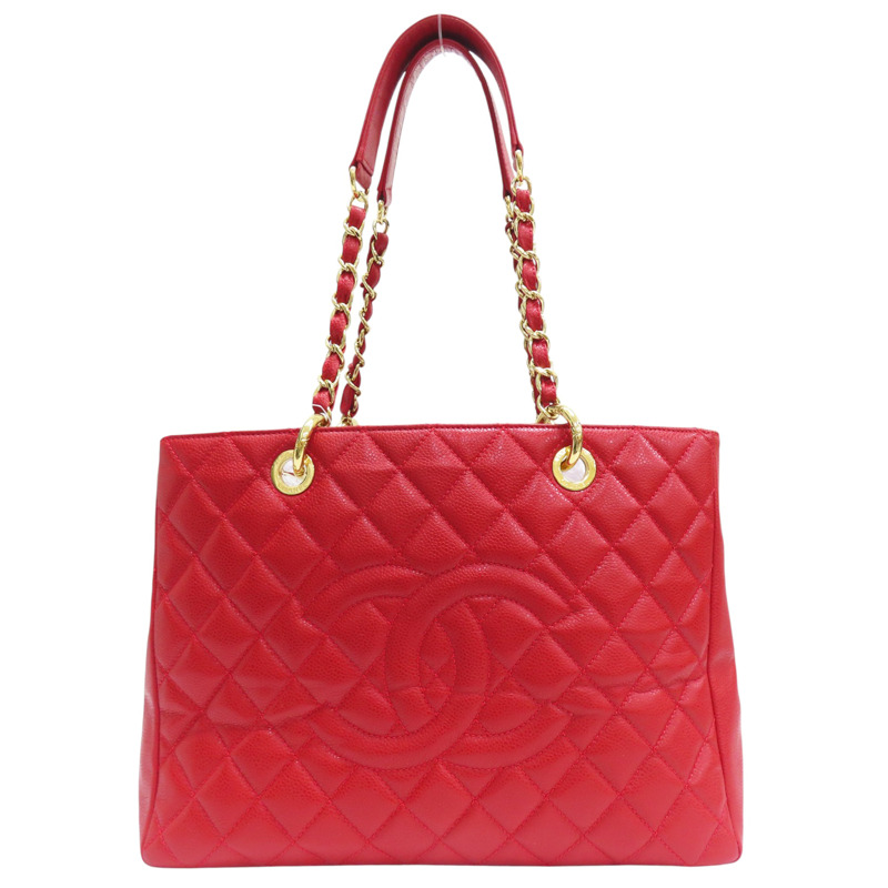 紅色 菱格紋 荔枝牛皮 GST 金釦 肩背包 無卡【CHANEL 香奈兒】-0