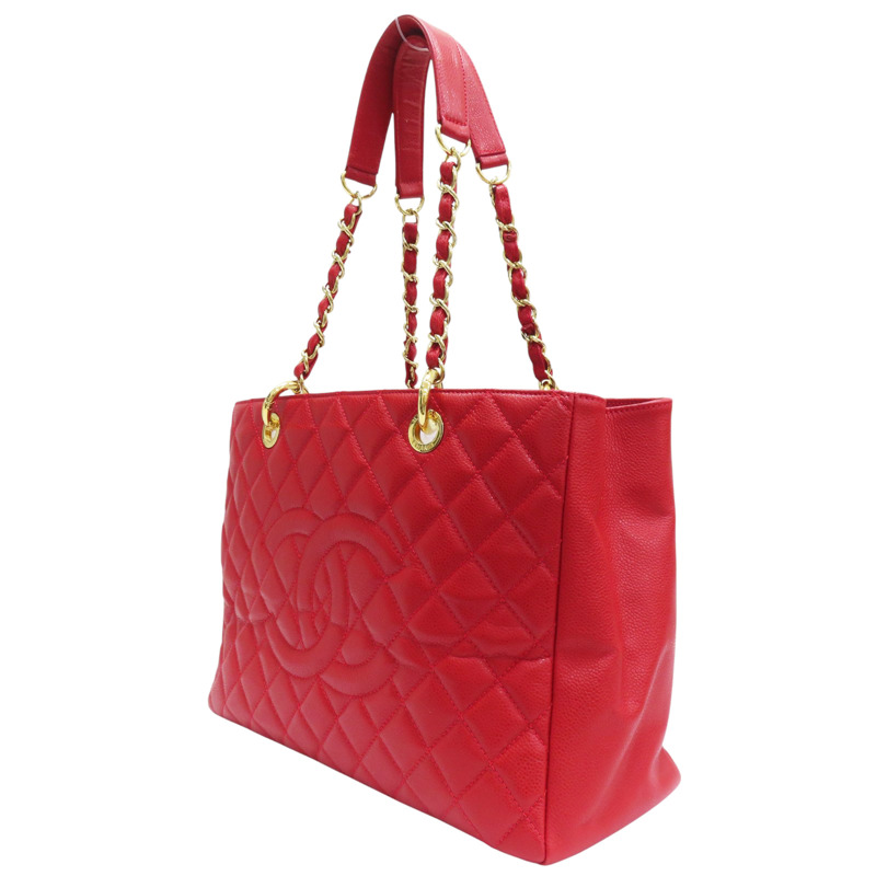 紅色 菱格紋 荔枝牛皮 GST 金釦 肩背包 無卡【CHANEL 香奈兒】-2