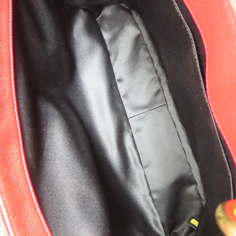 紅色 菱格紋 荔枝牛皮 GST 金釦 肩背包 無卡【CHANEL 香奈兒】-4