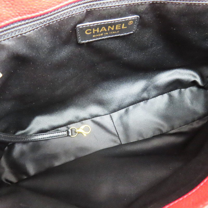 紅色 菱格紋 荔枝牛皮 GST 金釦 肩背包 無卡【CHANEL 香奈兒】-5