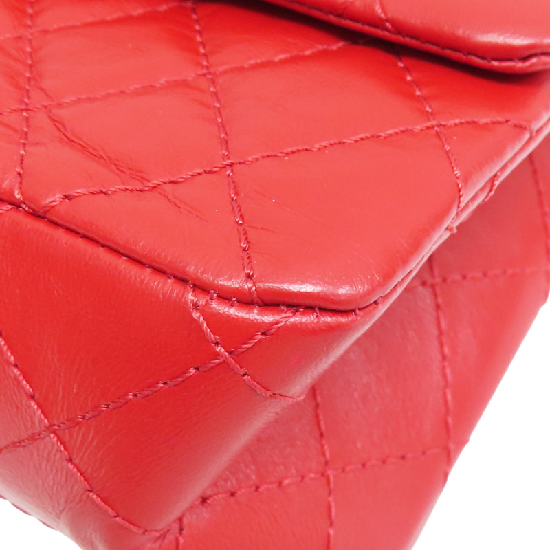 紅色 牛皮 2.55 24CM 鍊帶 肩背包 金釦 (無卡)【CHANEL 香奈兒】 A37586-10