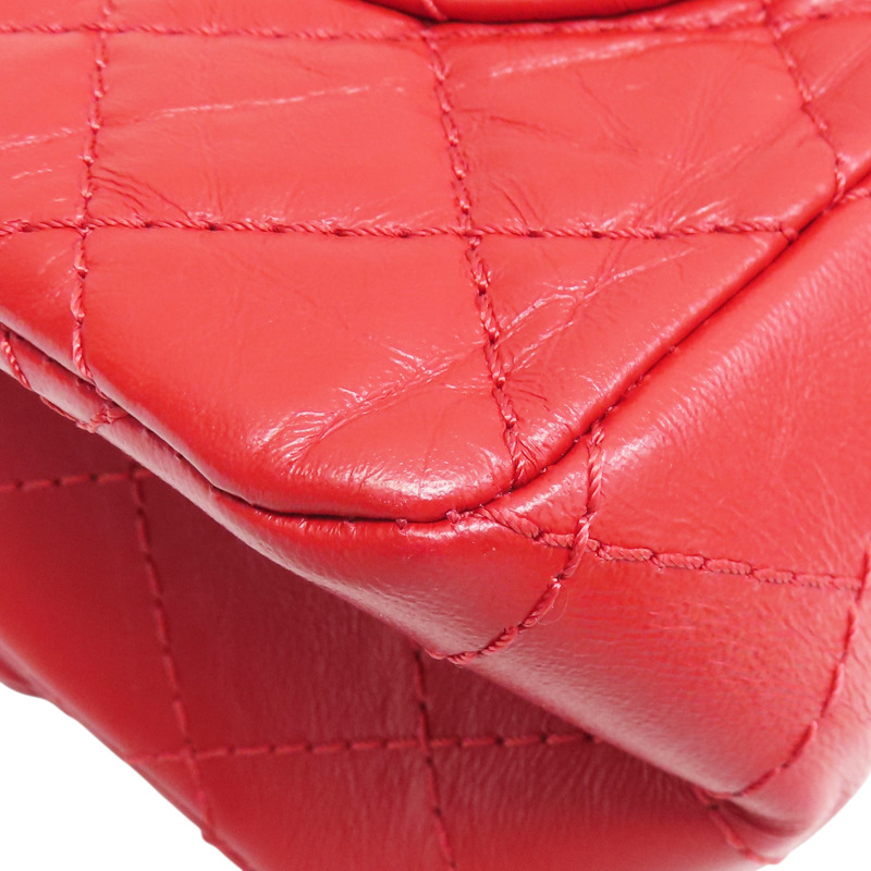 紅色 牛皮 2.55 24CM 鍊帶 肩背包 金釦 (無卡)【CHANEL 香奈兒】 A37586-11