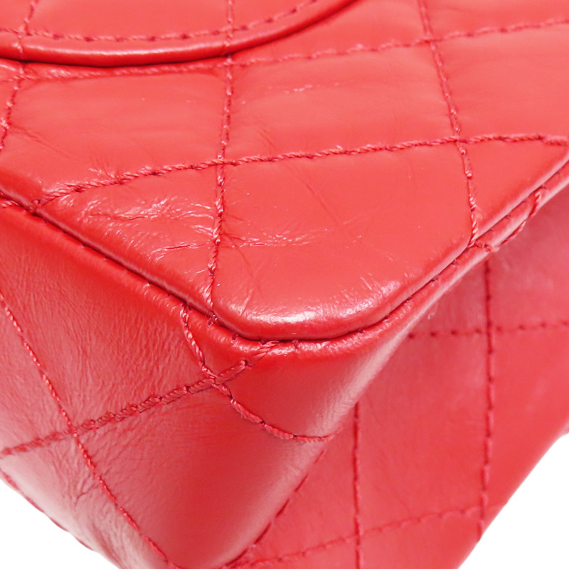 紅色 牛皮 2.55 24CM 鍊帶 肩背包 金釦 (無卡)【CHANEL 香奈兒】 A37586-12