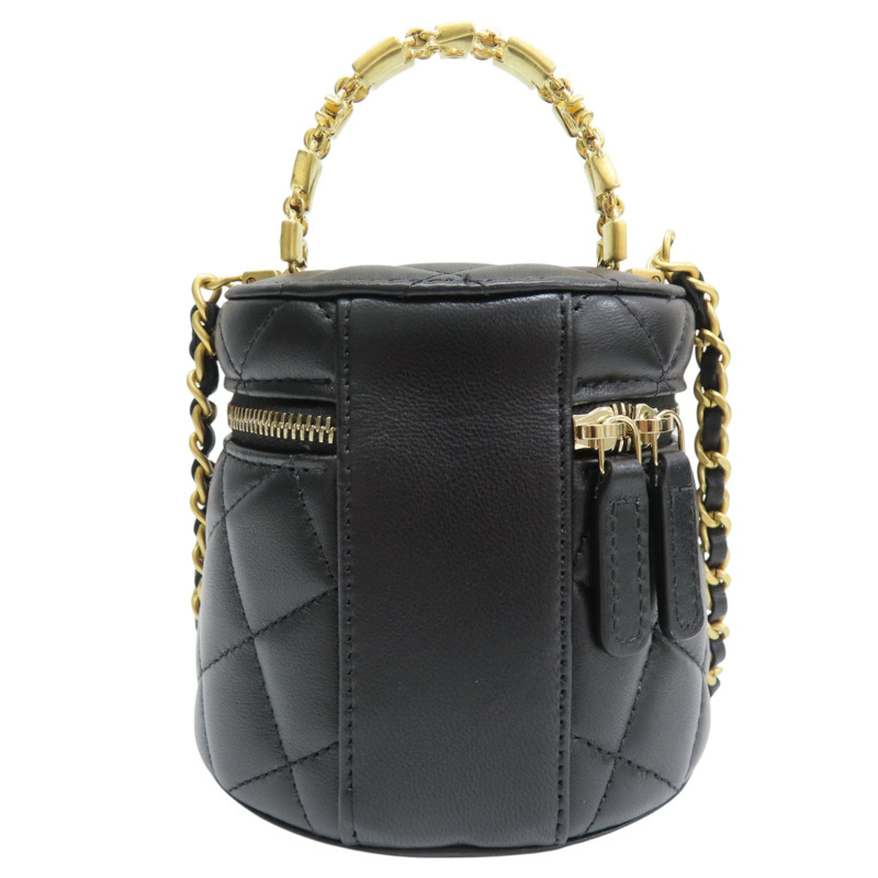 黑色 羊皮 圓桶包 鍊帶 肩背包 金釦【CHANEL 香奈兒】 AP2947-1