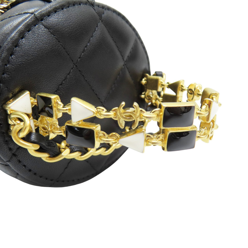 黑色 羊皮 圓桶包 鍊帶 肩背包 金釦【CHANEL 香奈兒】 AP2947-12