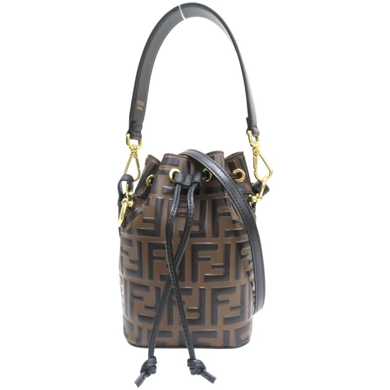 棕色牛皮 Mon Tresor 水桶包 肩背包【FENDI 芬迪】 8BS010-0