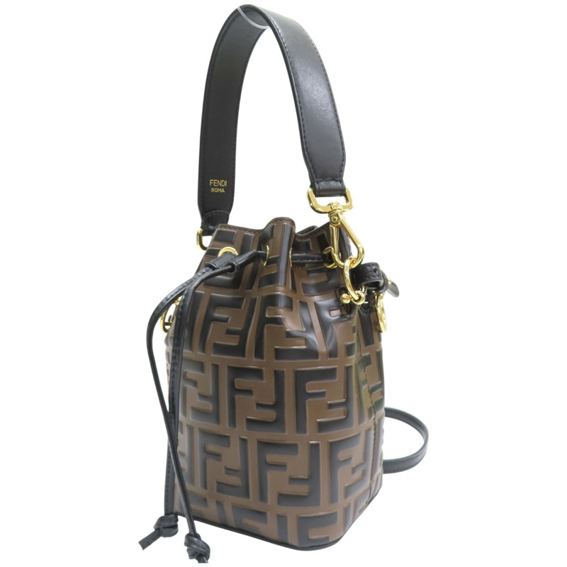 棕色牛皮 Mon Tresor 水桶包 肩背包【FENDI 芬迪】 8BS010-2