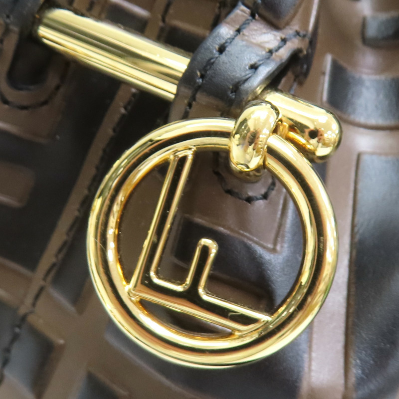 棕色牛皮 Mon Tresor 水桶包 肩背包【FENDI 芬迪】 8BS010-16