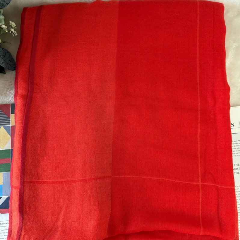 H Logo 喀什米爾羊毛寬版長披肩/圍巾(橘色)-2