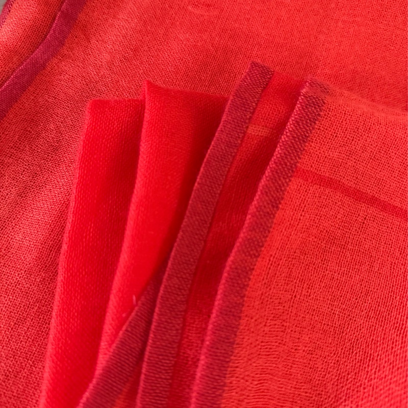 H Logo 喀什米爾羊毛寬版長披肩/圍巾(橘色)-3