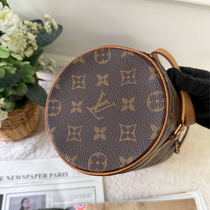 Papillon Monogram 帆布及牛皮手提包(棕色)-2