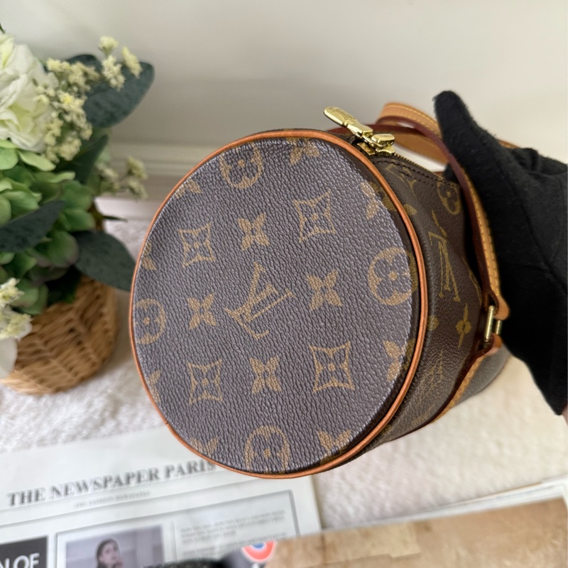 Papillon Monogram 帆布及牛皮手提包(棕色)-4