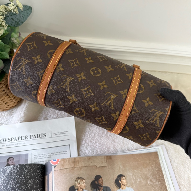 Papillon Monogram 帆布及牛皮手提包(棕色)-5