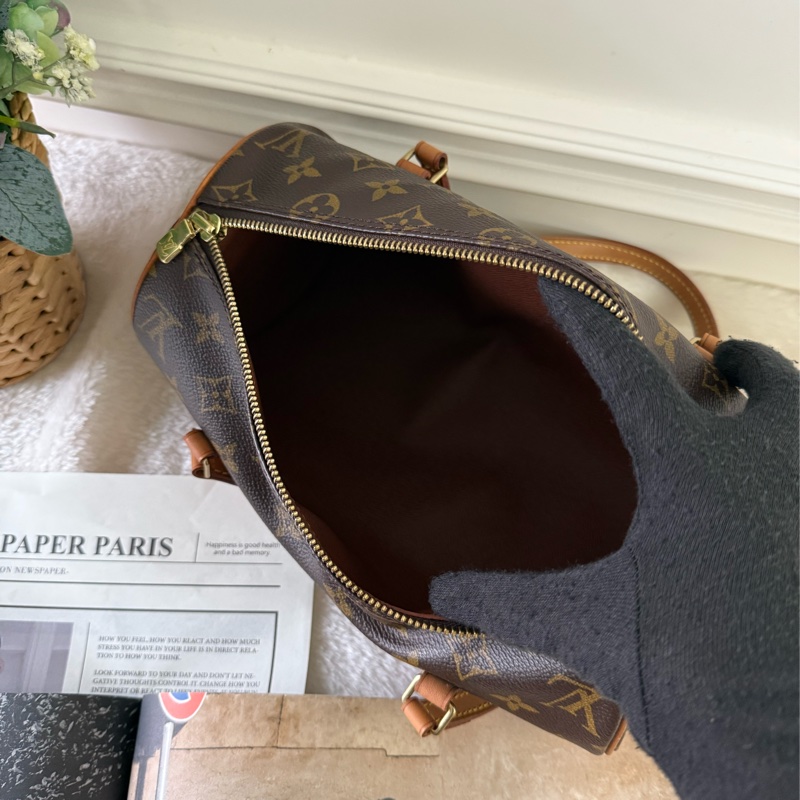 Papillon Monogram 帆布及牛皮手提包(棕色)-6