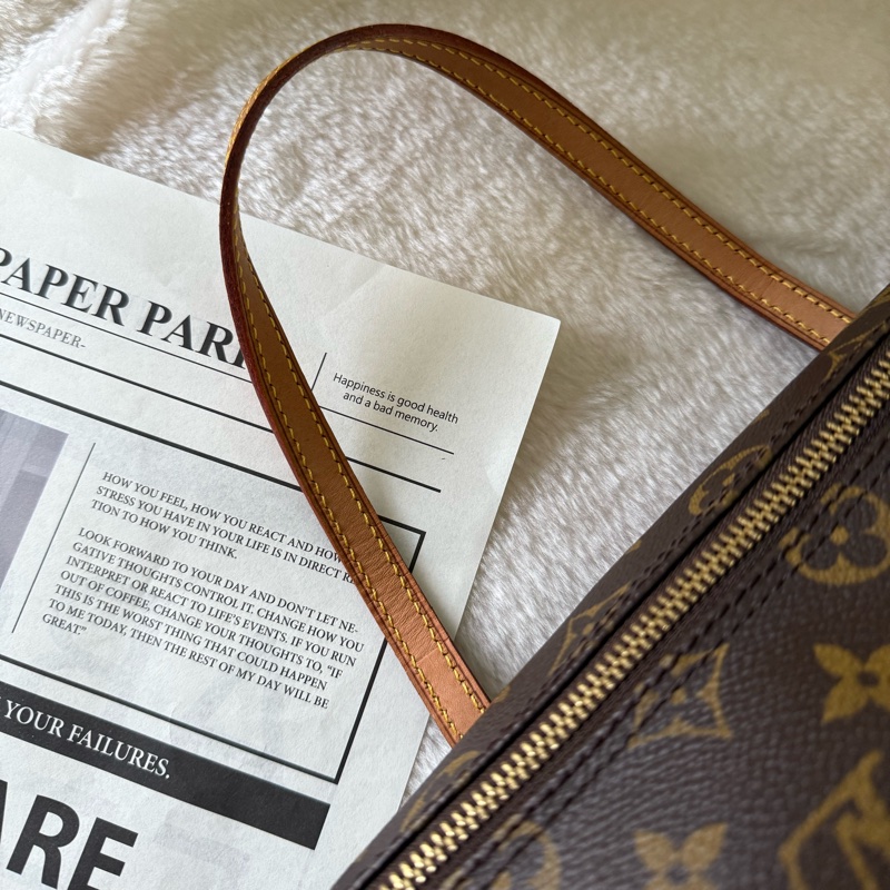 Papillon Monogram 帆布及牛皮手提包(棕色)-8