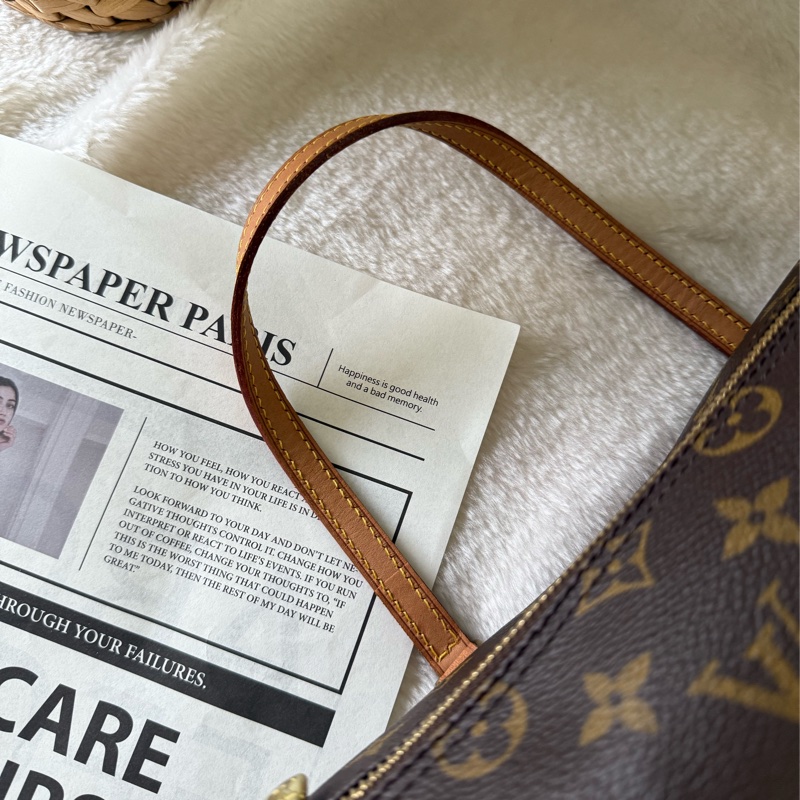 Papillon Monogram 帆布及牛皮手提包(棕色)-9