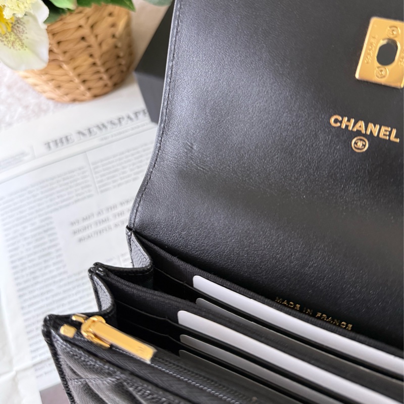 金色CC Logo 及口蓋包吊墜迷你風琴包(黑色)-8