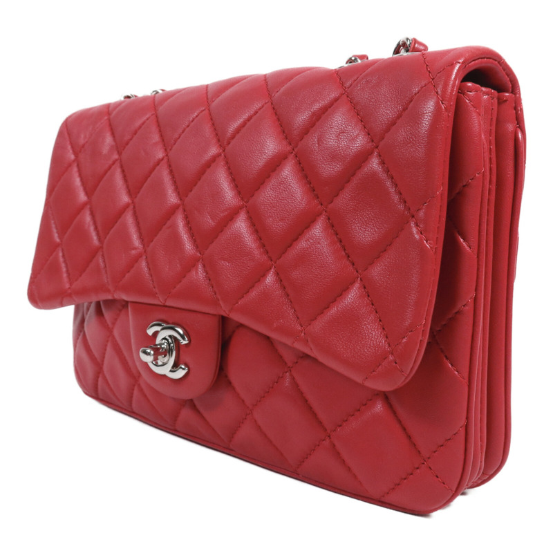 CHANEL 羊皮皮革Chain Shoulder銀扣鏈帶肩背袋-2