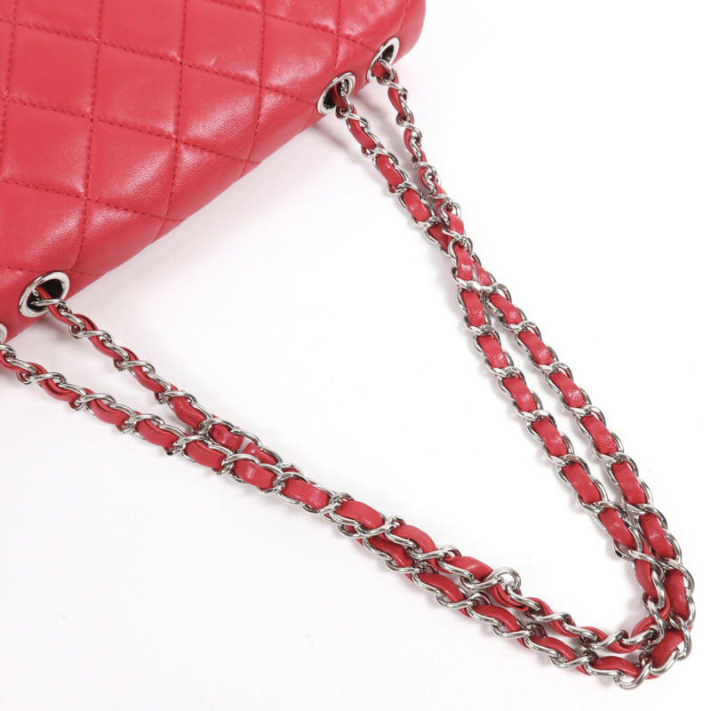 CHANEL 羊皮皮革Chain Shoulder銀扣鏈帶肩背袋-8
