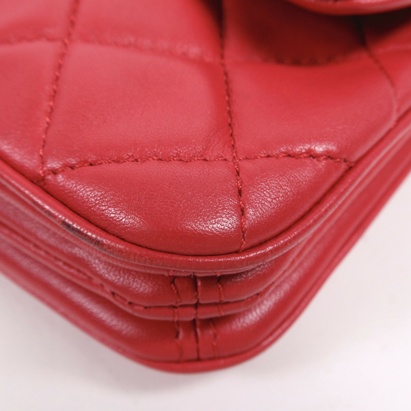 CHANEL 羊皮皮革Chain Shoulder銀扣鏈帶肩背袋-10