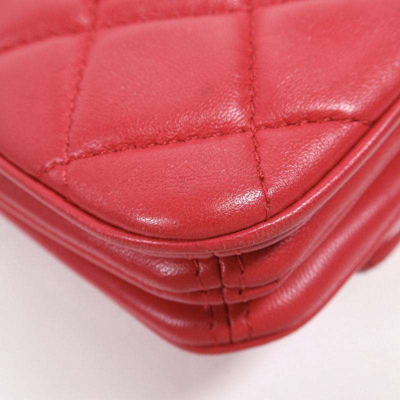 CHANEL 羊皮皮革Chain Shoulder銀扣鏈帶肩背袋-12