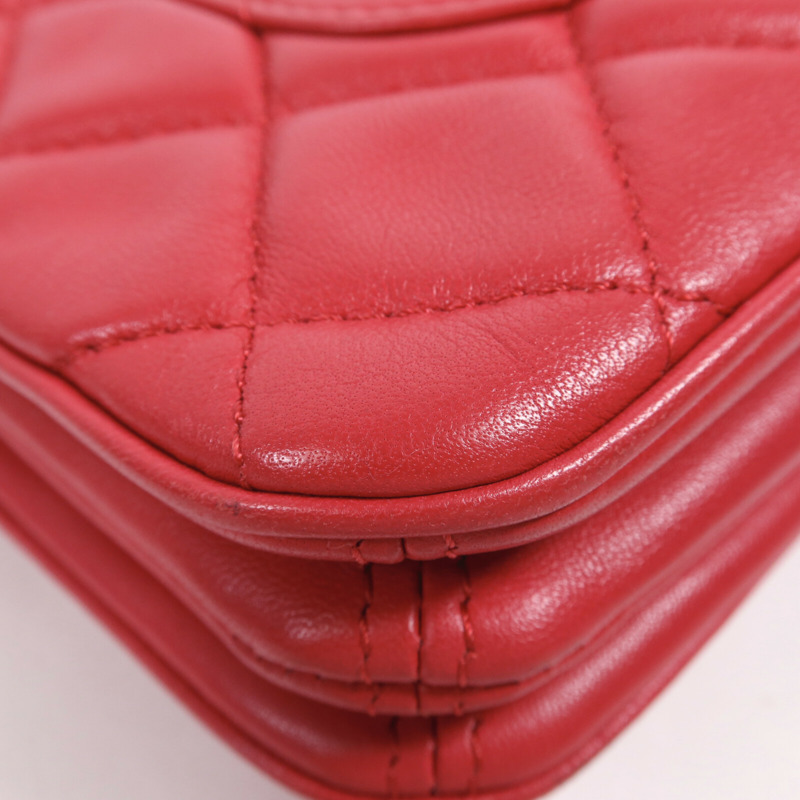 CHANEL 羊皮皮革Chain Shoulder銀扣鏈帶肩背袋-13