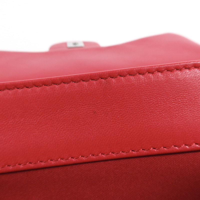 CHANEL 羊皮皮革Chain Shoulder銀扣鏈帶肩背袋-14