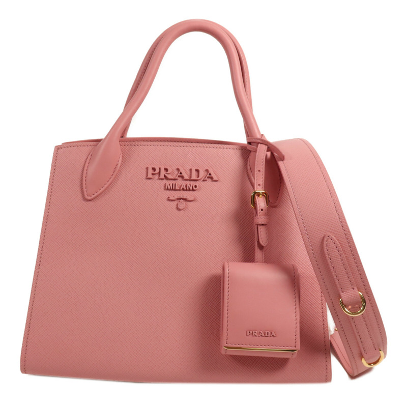 PRADA 牛皮皮革2 Way Shoulder Bag金扣手挽肩背兩用袋-0