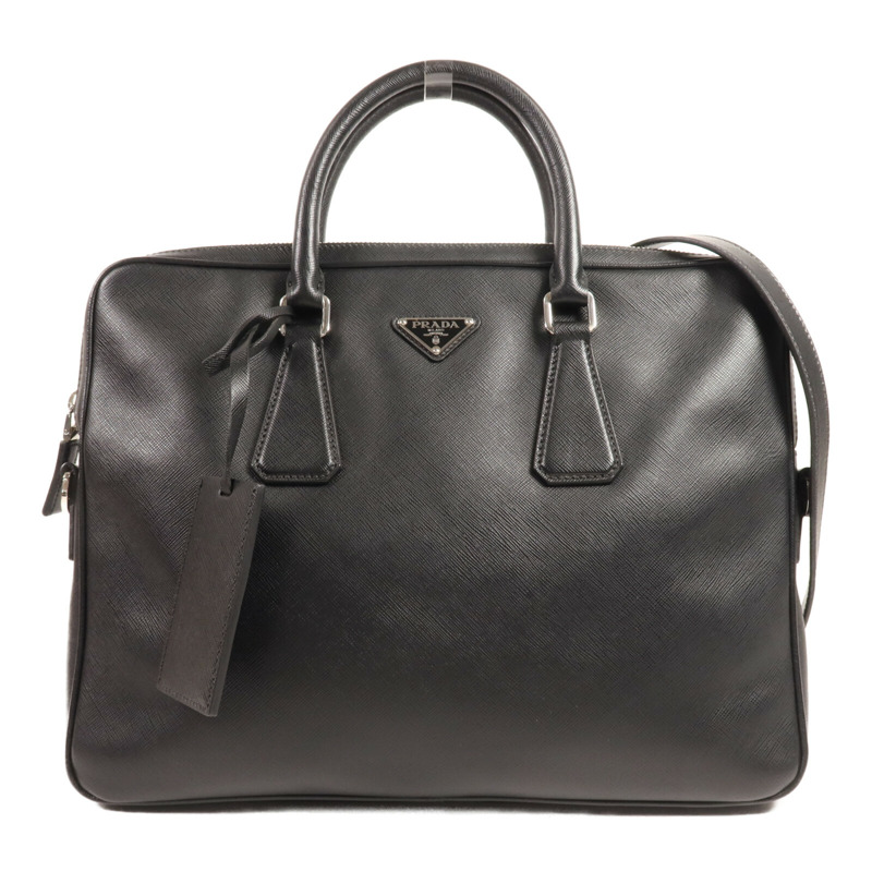 PRADA 牛皮皮革Work Bag銀扣公事包-0