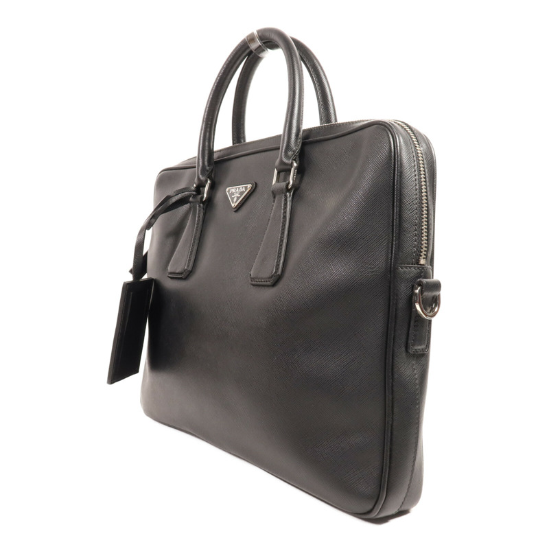 PRADA 牛皮皮革Work Bag銀扣公事包-2