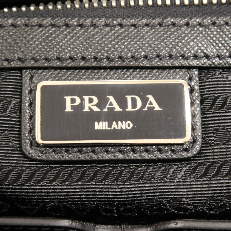 PRADA 牛皮皮革Work Bag銀扣公事包-5