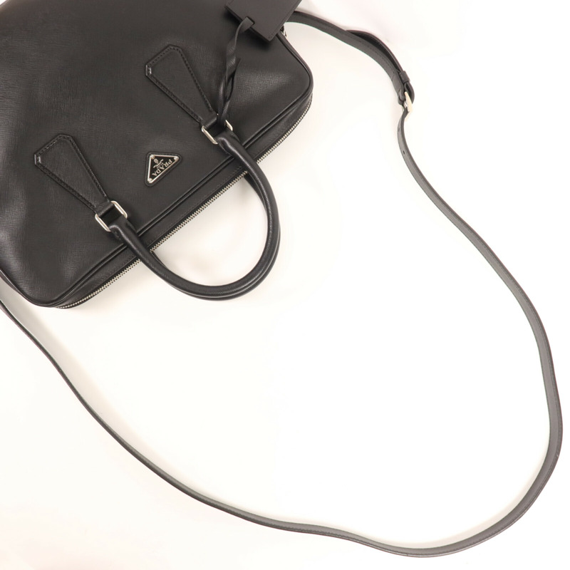 PRADA 牛皮皮革Work Bag銀扣公事包-8