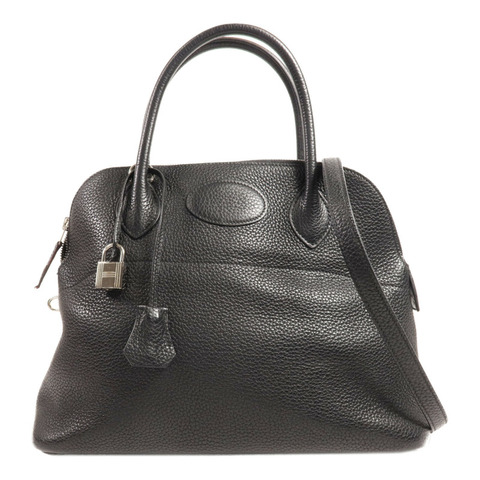 HERMES Clemence皮革Bolide 31銀扣手挽肩背兩用袋Noir