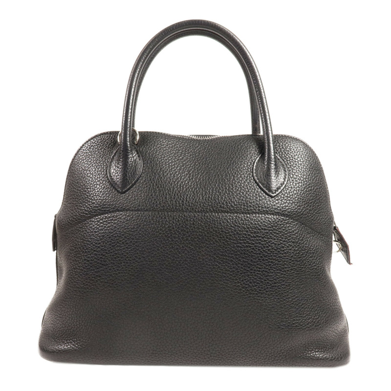 HERMES Clemence皮革Bolide 31銀扣手挽肩背兩用袋Noir-1