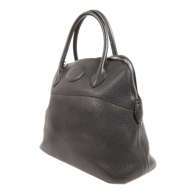 HERMES Clemence皮革Bolide 31銀扣手挽肩背兩用袋Noir-2