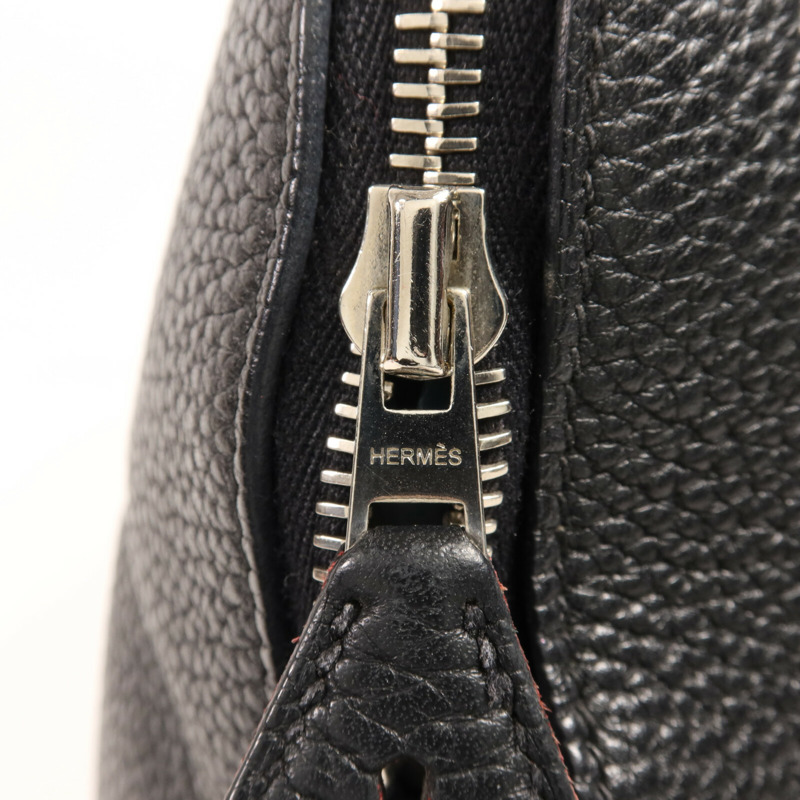 HERMES Clemence皮革Bolide 31銀扣手挽肩背兩用袋Noir-6