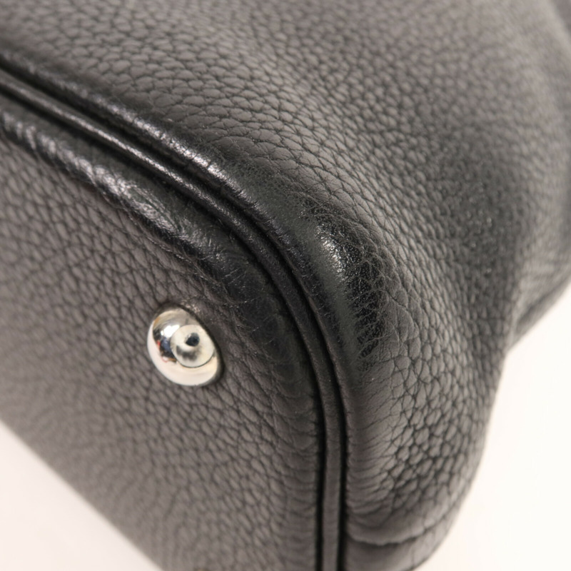 HERMES Clemence皮革Bolide 31銀扣手挽肩背兩用袋Noir-9