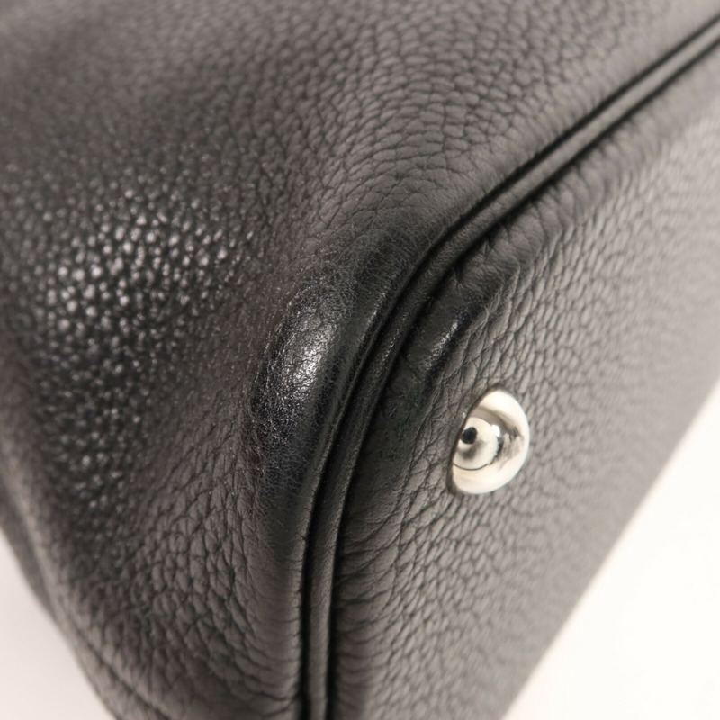 HERMES Clemence皮革Bolide 31銀扣手挽肩背兩用袋Noir-10