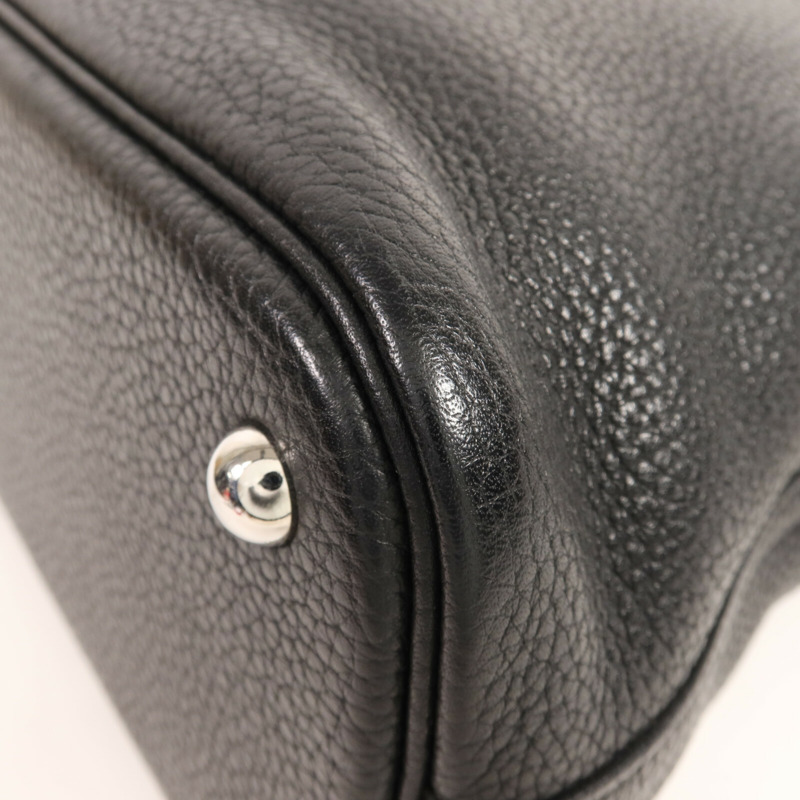 HERMES Clemence皮革Bolide 31銀扣手挽肩背兩用袋Noir-11