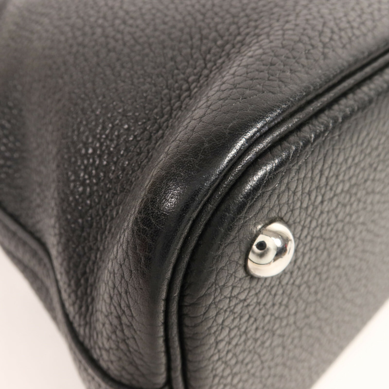 HERMES Clemence皮革Bolide 31銀扣手挽肩背兩用袋Noir-12