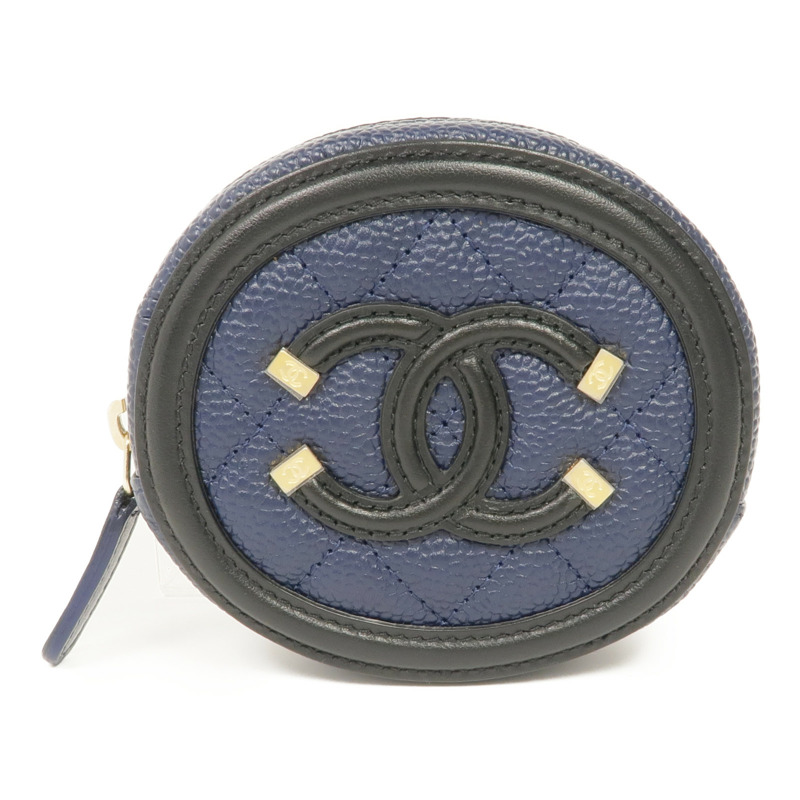 CHANEL 牛皮皮革Coin Case金扣零錢包-0