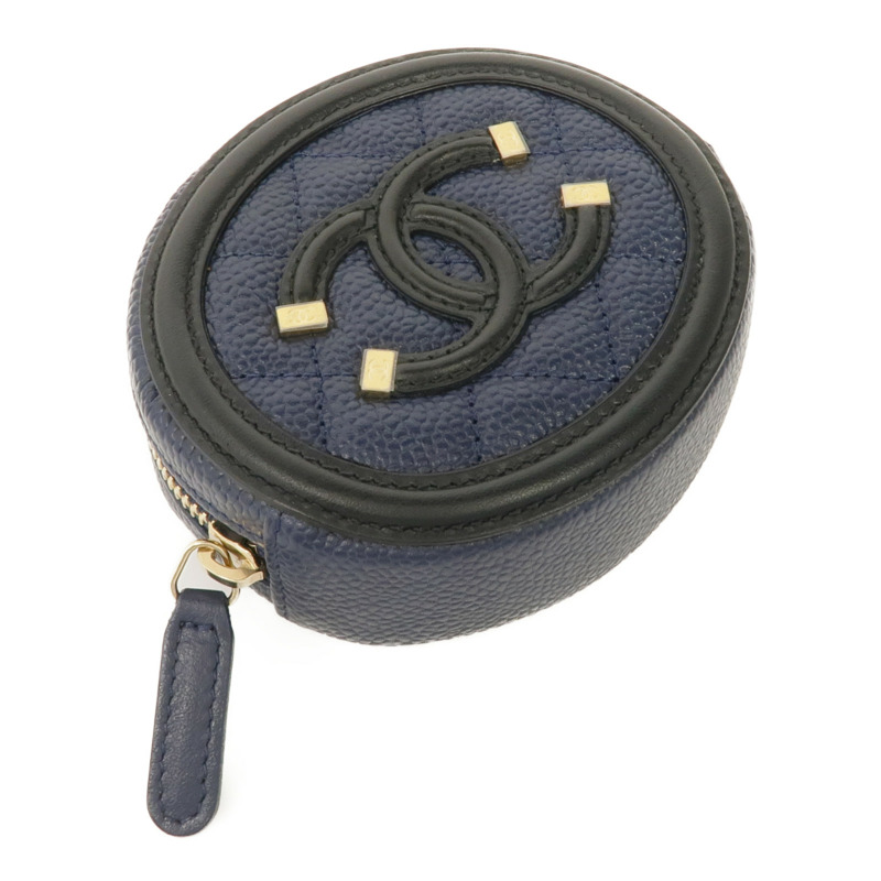 CHANEL 牛皮皮革Coin Case金扣零錢包-3