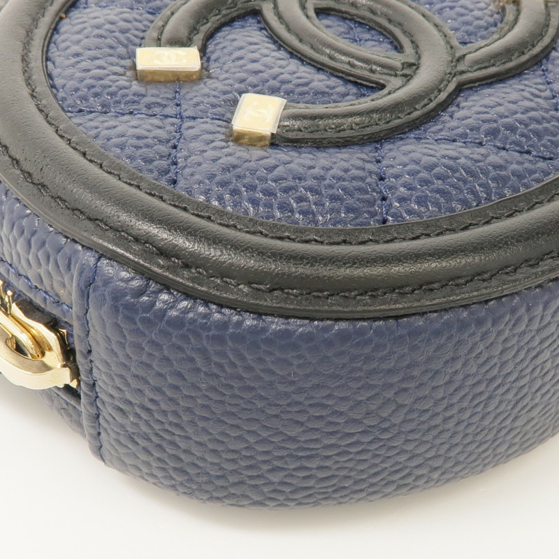 CHANEL 牛皮皮革Coin Case金扣零錢包-7