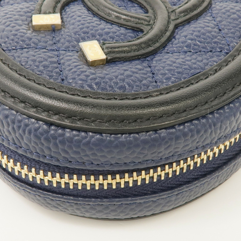 CHANEL 牛皮皮革Coin Case金扣零錢包-9