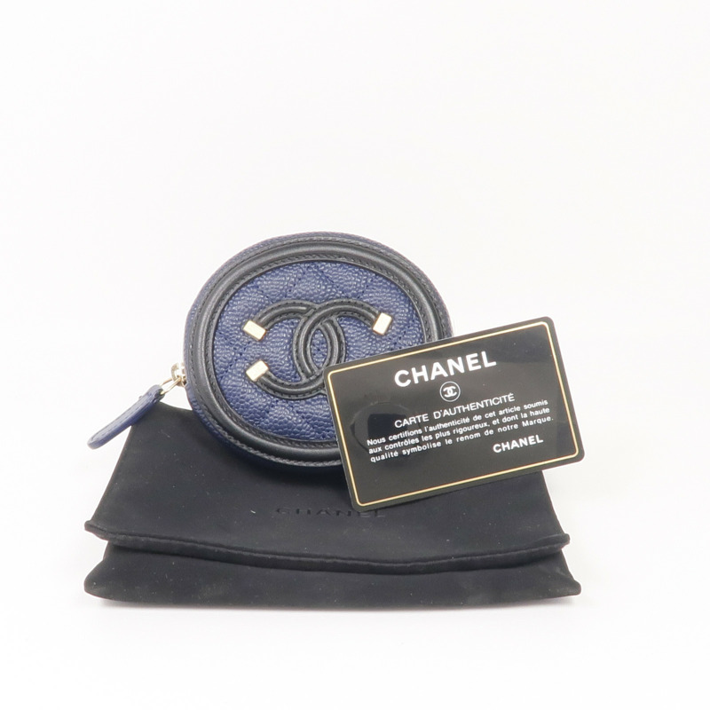 CHANEL 牛皮皮革Coin Case金扣零錢包-14
