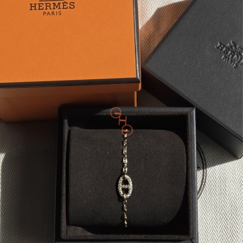 愛馬仕雙面豬鼻鑽石手鏈/ SH  (<15.5cm) / 18k 玫瑰金/ 全新品