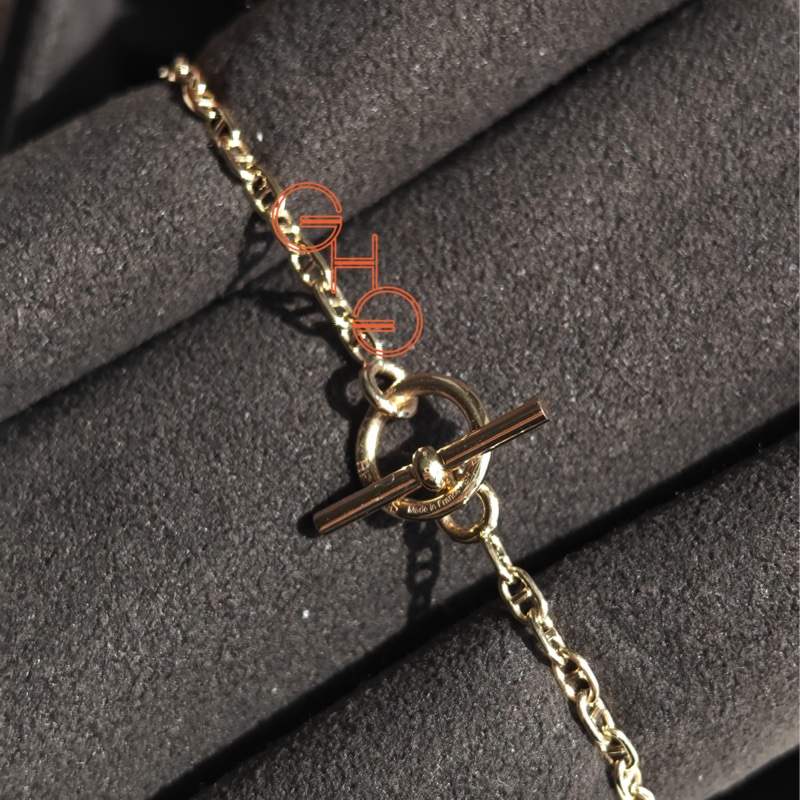 愛馬仕雙面豬鼻鑽石手鏈/ SH (<15.5cm) / 18k 玫瑰金/ 全新品-4