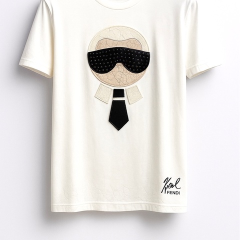 FENDI《Karlito》限量立體皮革 T-shirt（Size 44）  穿一次狀況良好｜Made in Italy